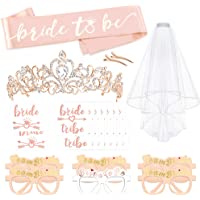 Konsait Set de Novia a Ser Banda y Velo Blanco de Novia de Boda con Peine- Novia Tiara Corona- Gafas- Tatuajes Despedida…
